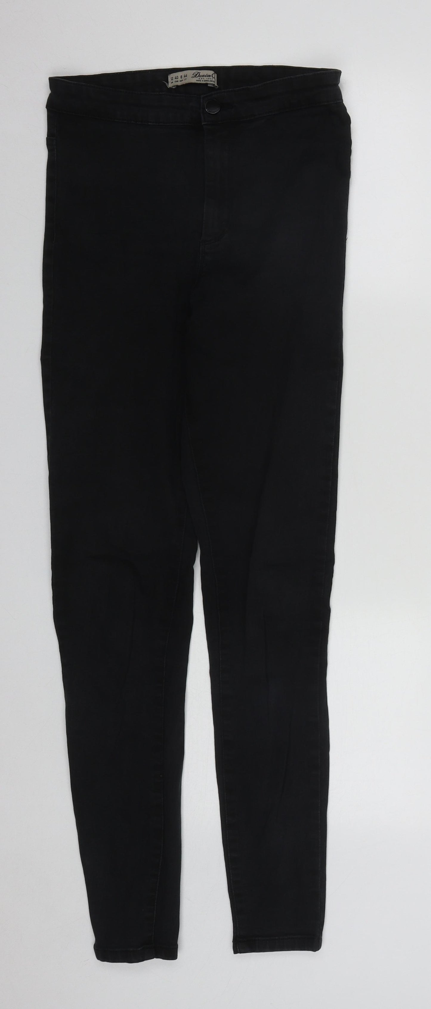 Denim & Co. Womens Black  Cotton Straight Jeans Size 12 L30 in Regular Zip