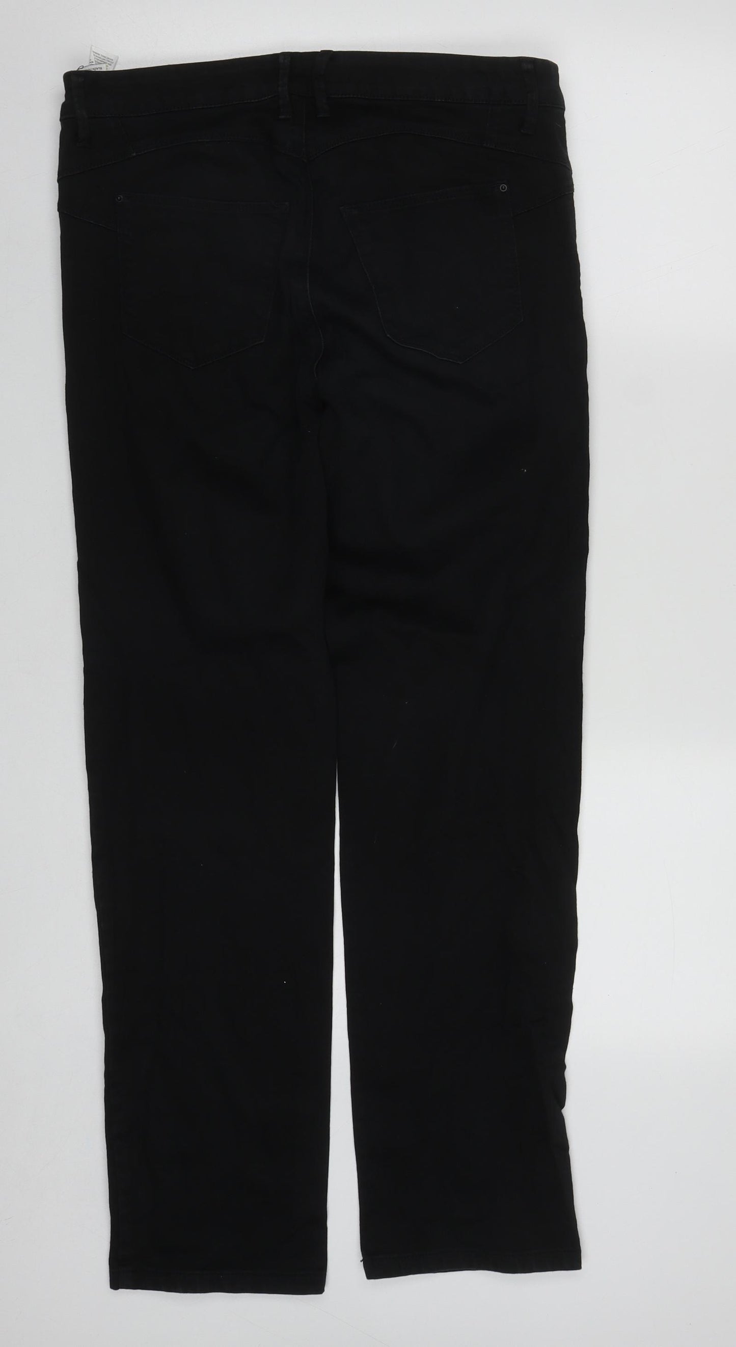 Marks and Spencer Womens Black  Cotton Straight Jeans Size 14 L29 in Regular Zip
