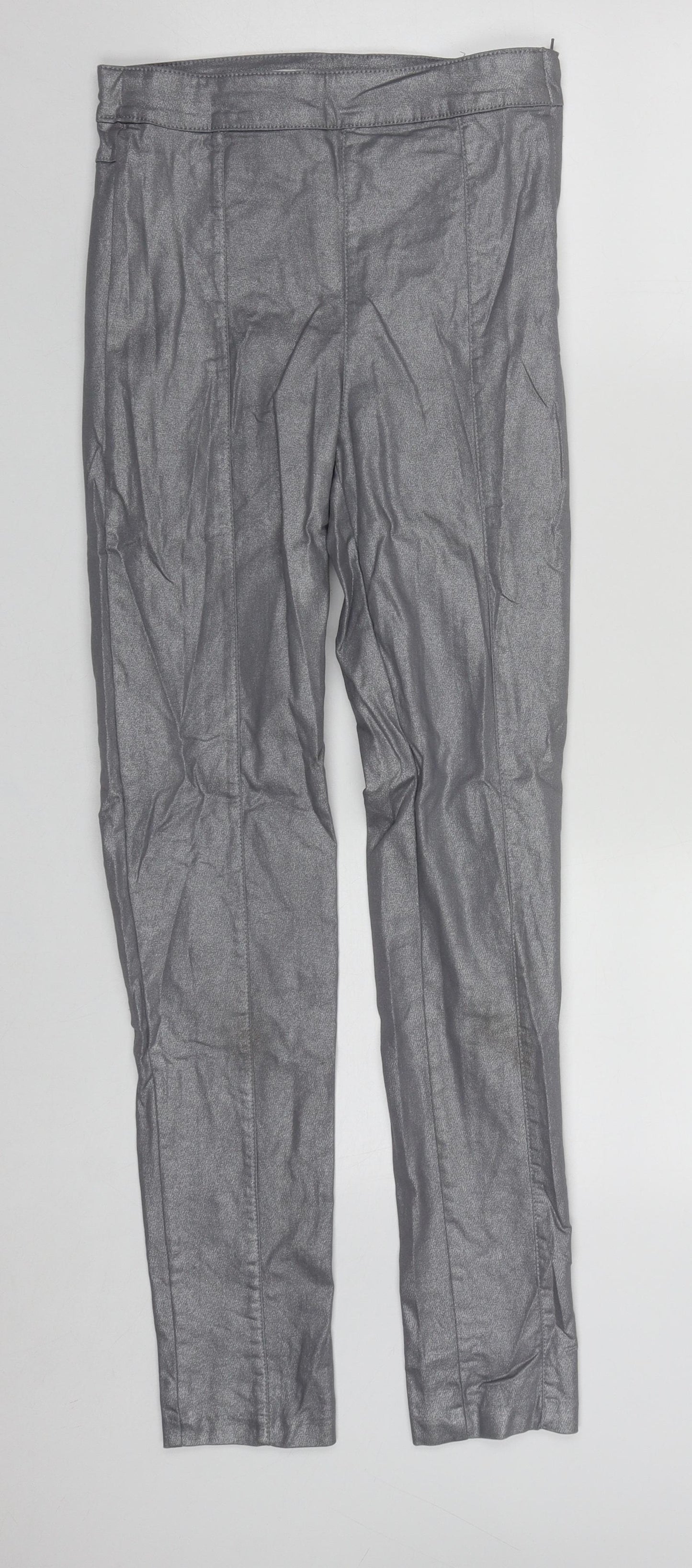 H&M Womens Silver  Cotton Straight Jeans Size 8 L28 in Regular Zip