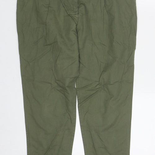 H&M Womens Green  Cotton Trousers  Size 8 L27 in Regular Zip
