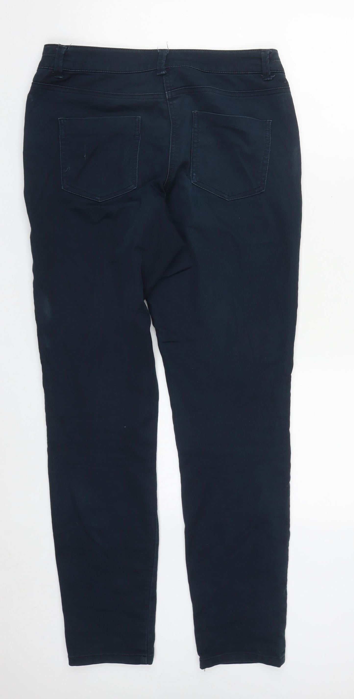 Wallis Womens Blue  Cotton Straight Jeans Size 12 L30 in Regular Zip