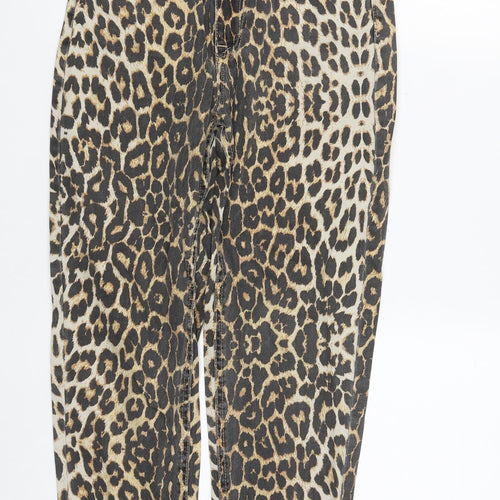 Pull&Bear Womens Multicoloured Animal Print Cotton Straight Jeans Size 28 in L28 in Regular Zip