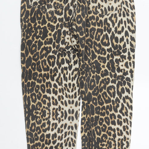 Pull&Bear Womens Multicoloured Animal Print Cotton Straight Jeans Size 28 in L28 in Regular Zip
