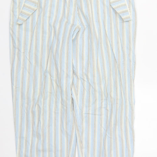 Blue Willi's Womens Multicoloured Striped Cotton Trousers  Size 12 L25 in Regular Zip