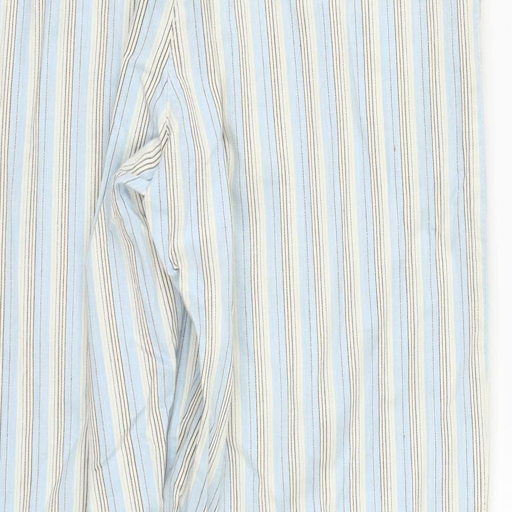 Blue Willi's Womens Multicoloured Striped Cotton Trousers  Size 12 L25 in Regular Zip