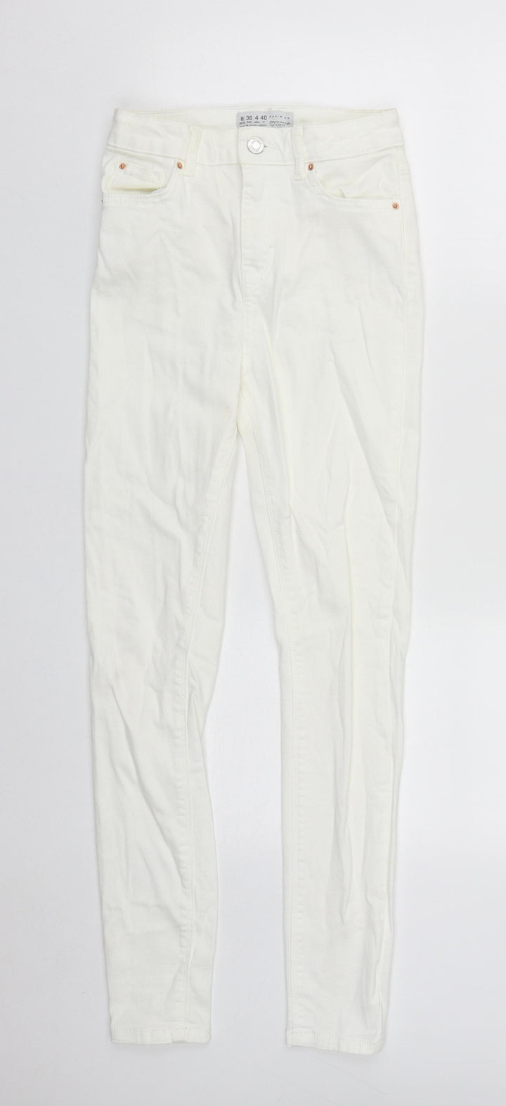 Denim & Co. Womens White Cotton Straight Jeans Size 8 L29 in Regular Zip