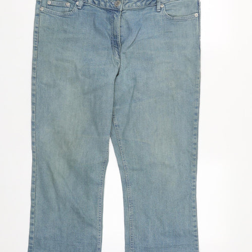 BHS Womens Blue  Cotton Cropped Jeans Size 18 L24 in Regular Zip