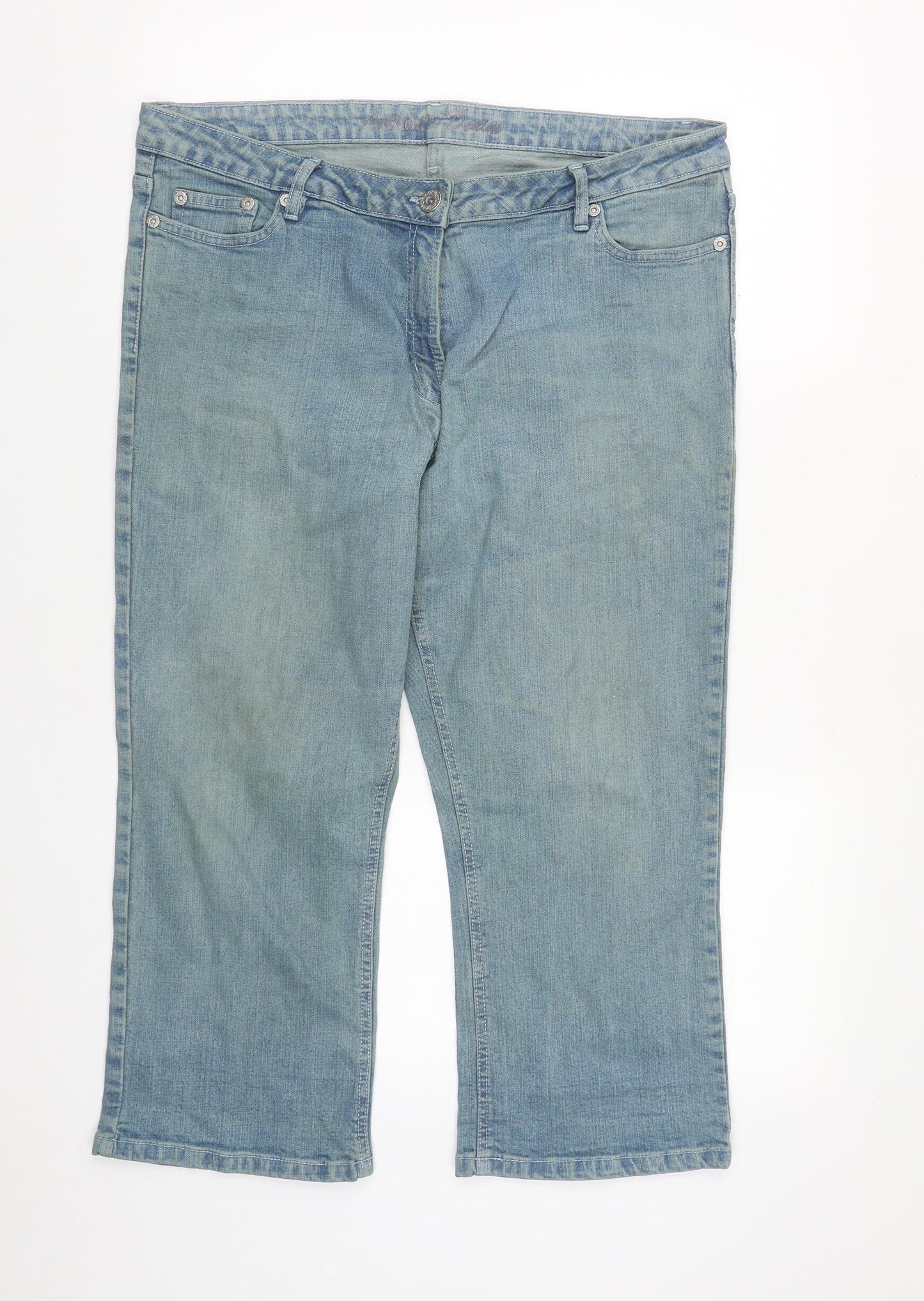 BHS Womens Blue  Cotton Cropped Jeans Size 18 L24 in Regular Zip