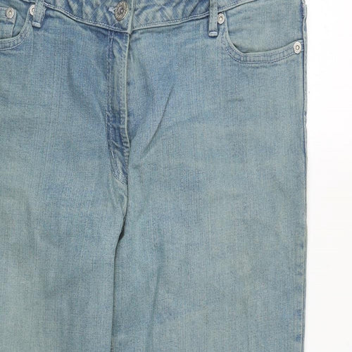 BHS Womens Blue  Cotton Cropped Jeans Size 18 L24 in Regular Zip
