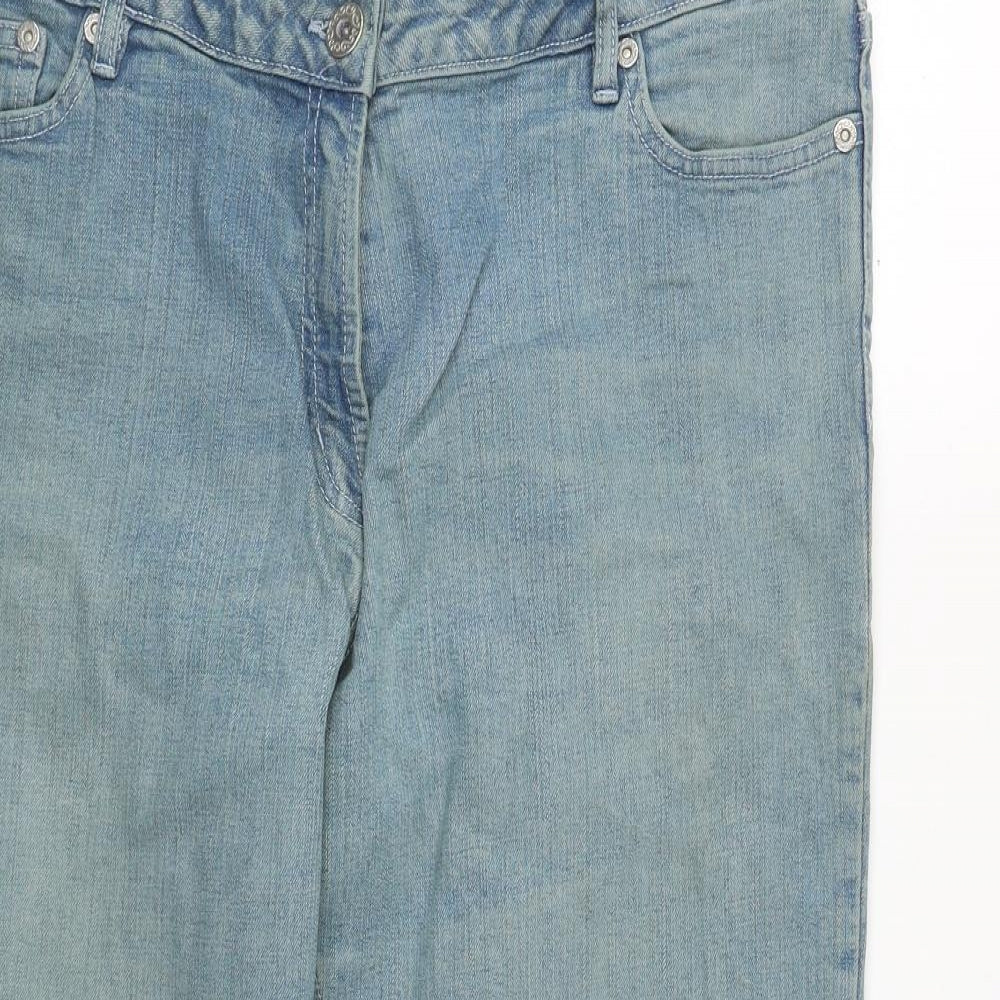 BHS Womens Blue  Cotton Cropped Jeans Size 18 L24 in Regular Zip