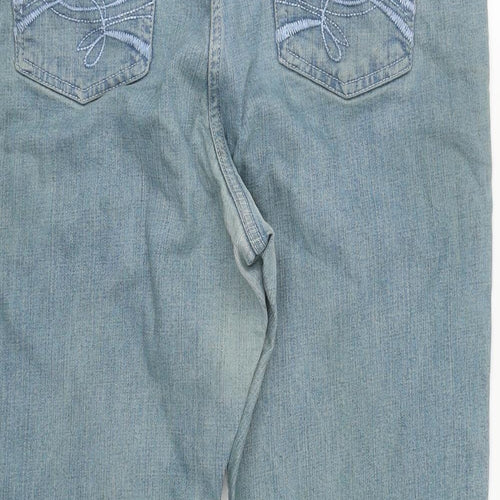 BHS Womens Blue  Cotton Cropped Jeans Size 18 L24 in Regular Zip