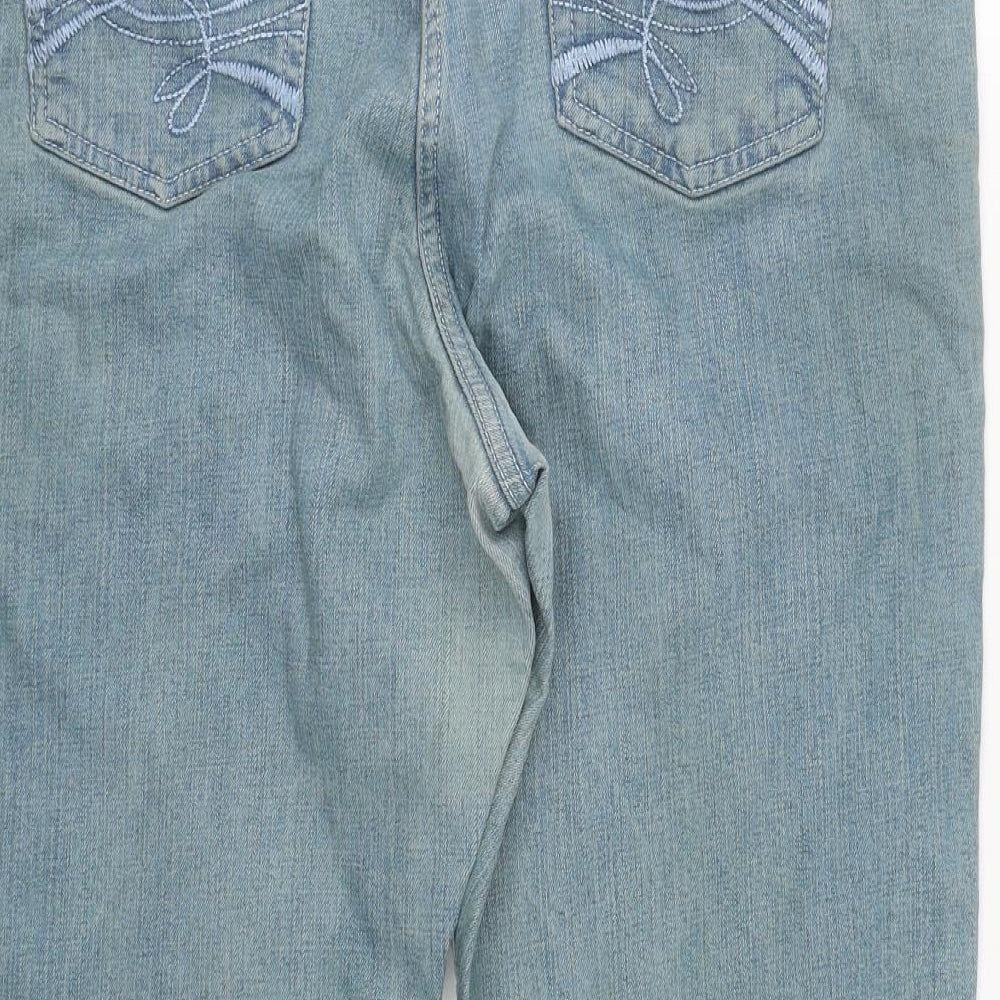 BHS Womens Blue  Cotton Cropped Jeans Size 18 L24 in Regular Zip