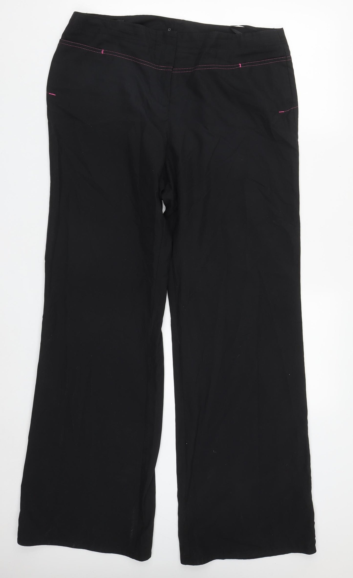 Dorothy Perkins Womens Black  Polyester Trousers  Size 16 L33 in Regular Zip