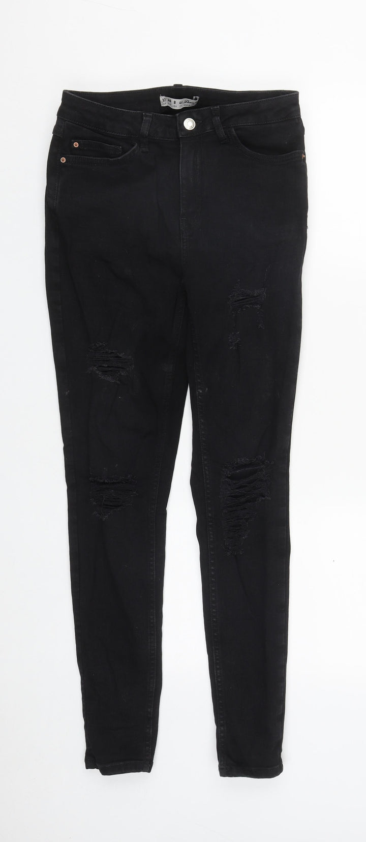 Denim & Co. Womens Black Cotton Straight Jeans Size 12 L29 in Regular Zip