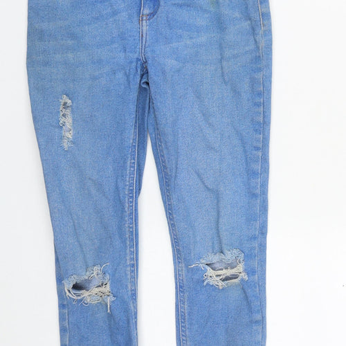 New Look Womens Blue  Cotton Cropped Jeans Size 6 L22 in Regular Zip