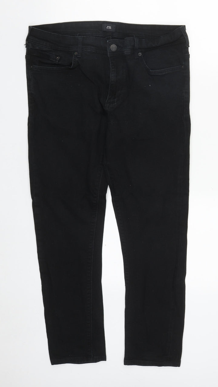 River Island Womens Black Cotton Skinny Jeans Size 34 in L24 in Regular Zip