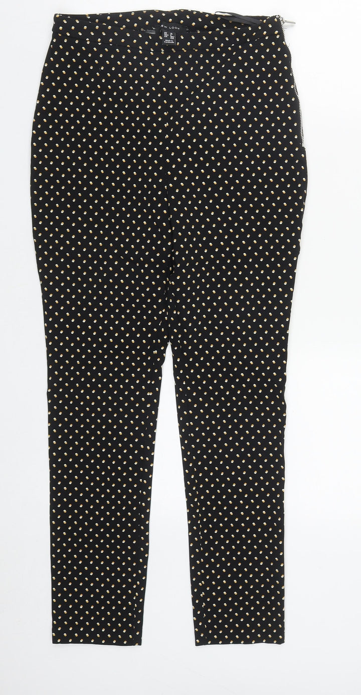 New Look Womens Multicoloured Geometric Viscose Trousers  Size 10 L25 in Regular Zip