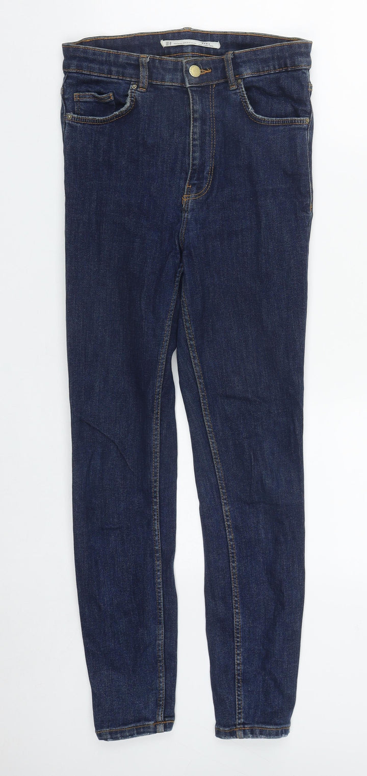 Zara Womens Blue Cotton Straight Jeans Size 28 in L27 in Regular Zip