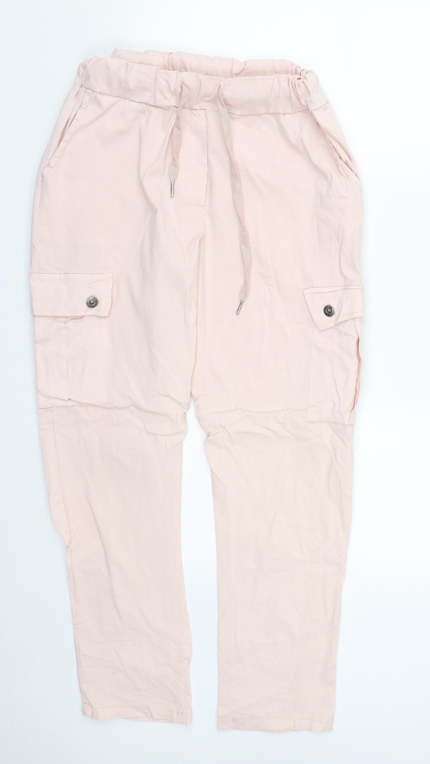 Preworn Womens Pink  Viscose Cargo Trousers Size 2XL L29 in Regular Drawstring