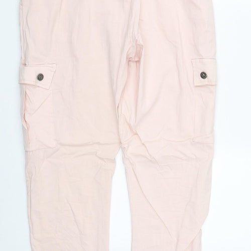 Preworn Womens Pink  Viscose Cargo Trousers Size 2XL L29 in Regular Drawstring