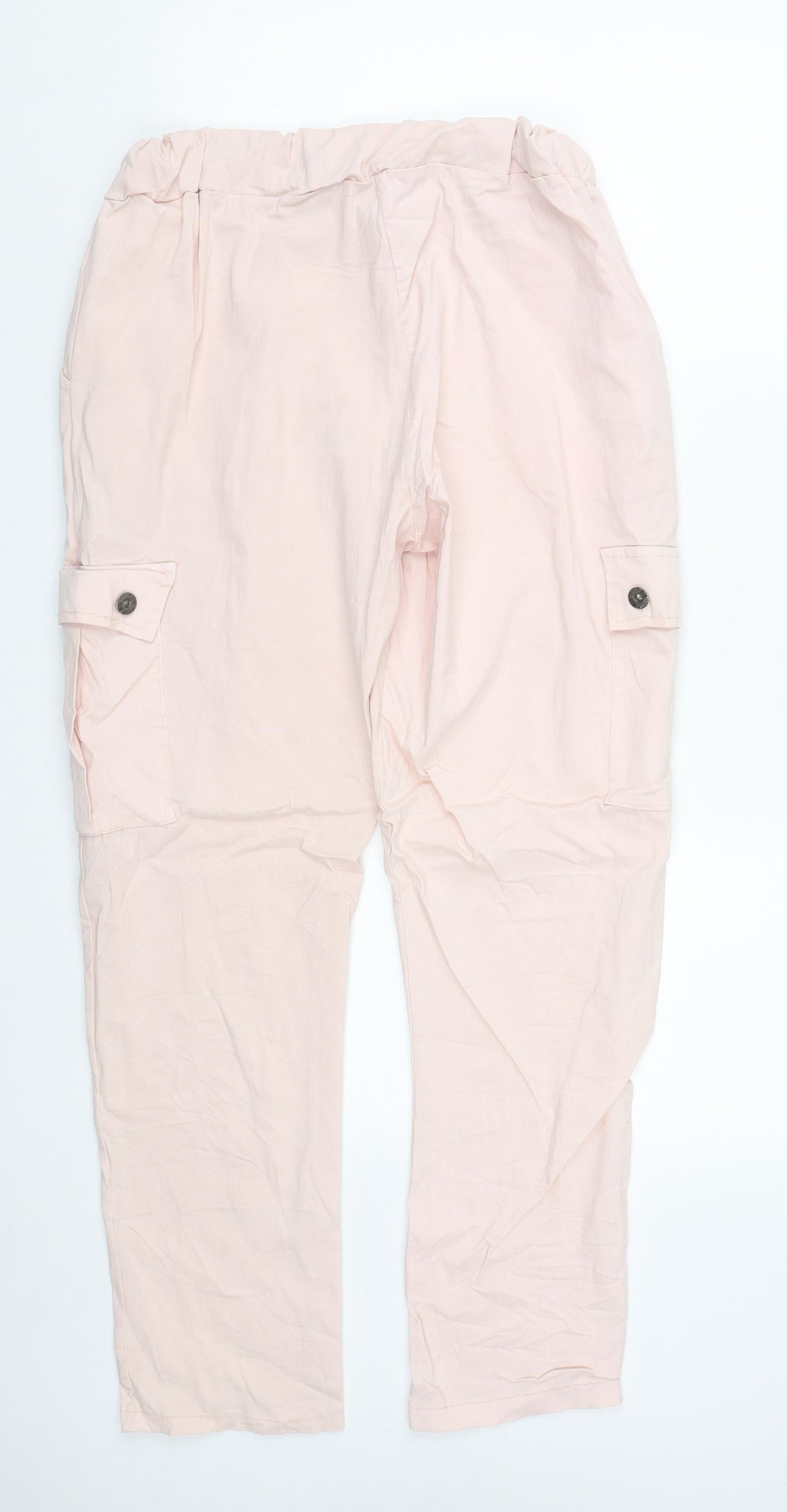 Preworn Womens Pink  Viscose Cargo Trousers Size 2XL L29 in Regular Drawstring