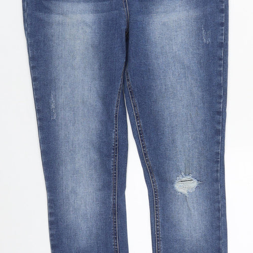 Matalan Womens Blue  Cotton Straight Jeans Size 14 L29 in Regular Zip