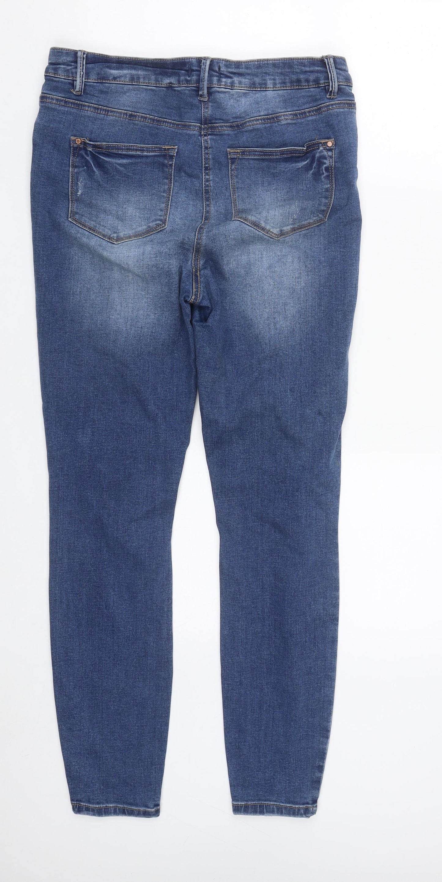 Matalan Womens Blue  Cotton Straight Jeans Size 14 L29 in Regular Zip