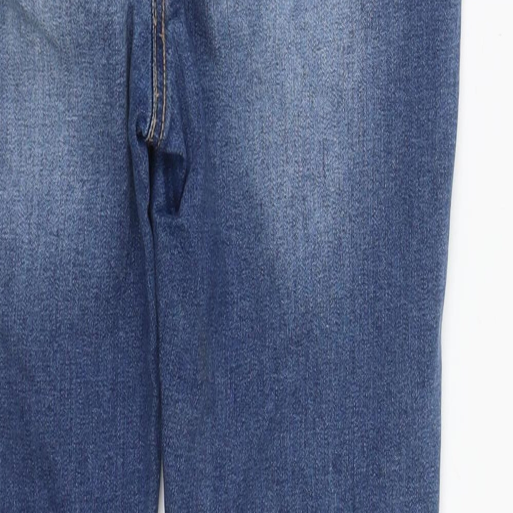 Matalan Womens Blue  Cotton Straight Jeans Size 14 L29 in Regular Zip