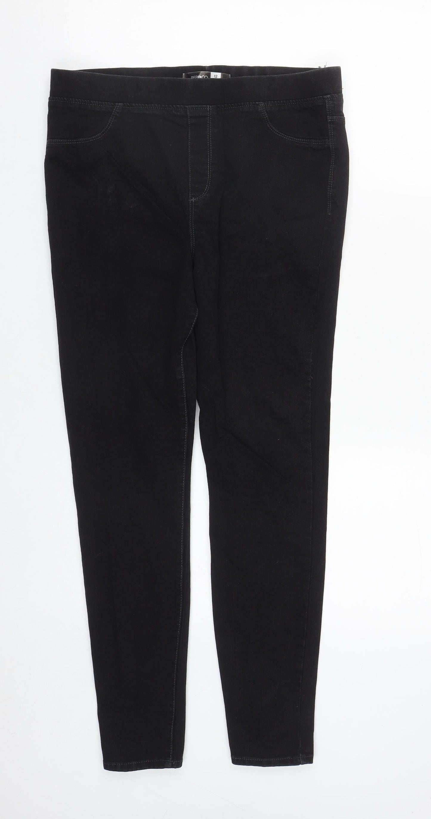 Pep&Co Womens Black  Cotton Jegging Jeans Size 12 L27 in Regular
