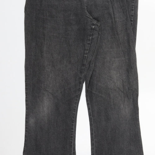 BHS Womens Grey  Cotton Bootcut Jeans Size 16 L29 in Regular