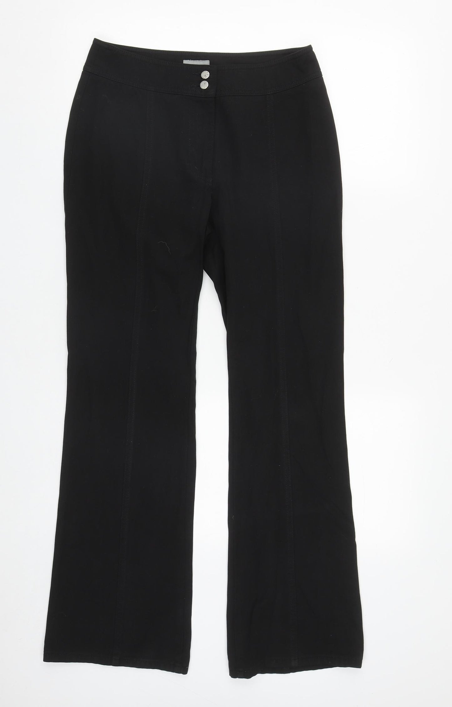 Per Una Womens Black  Cotton Bootcut Jeans Size 10 L30 in Regular Zip