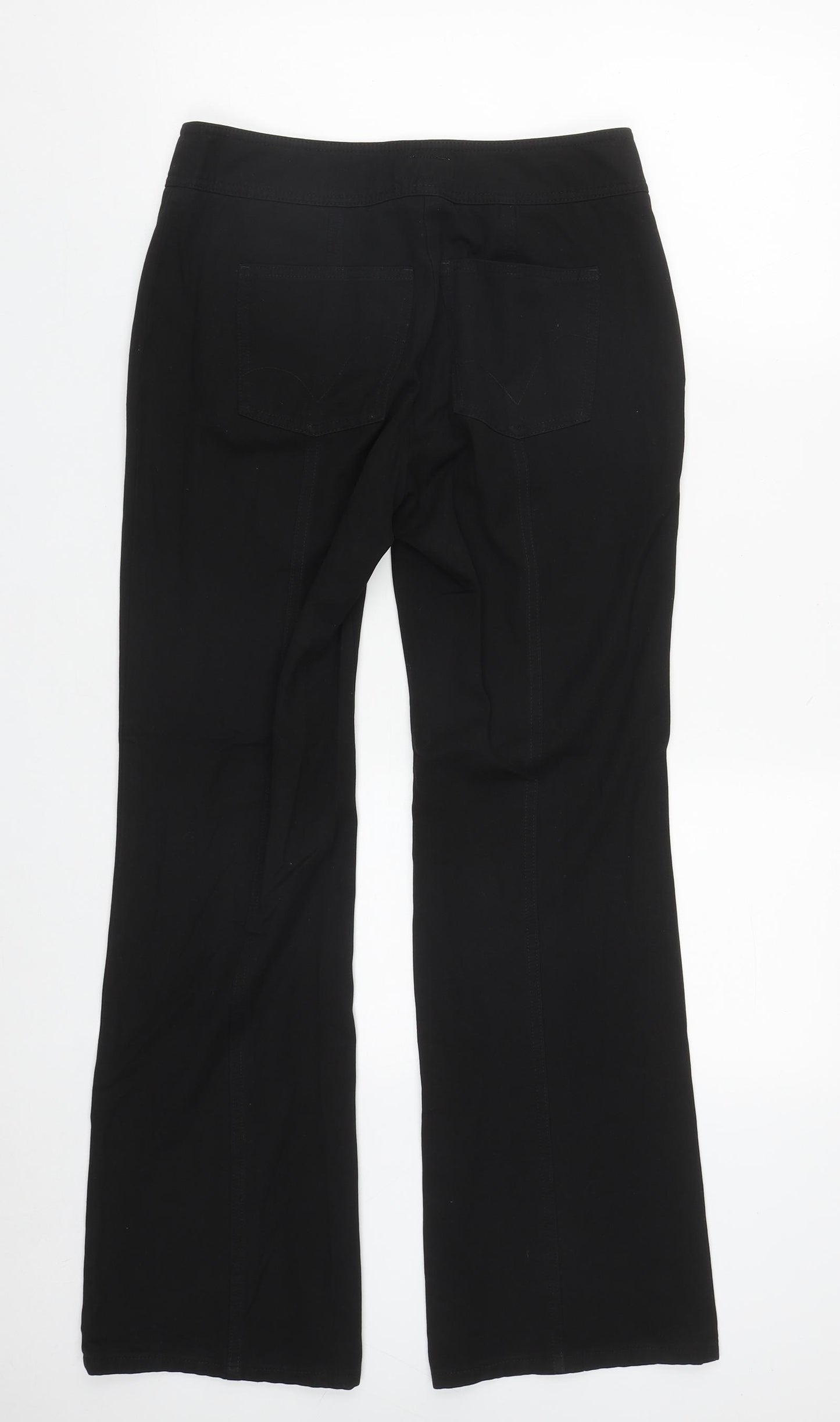 Per Una Womens Black  Cotton Bootcut Jeans Size 10 L30 in Regular Zip