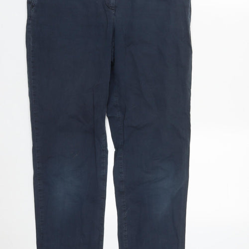 Marks and Spencer Womens Blue  Cotton Trousers  Size 10 L29 in Regular Zip