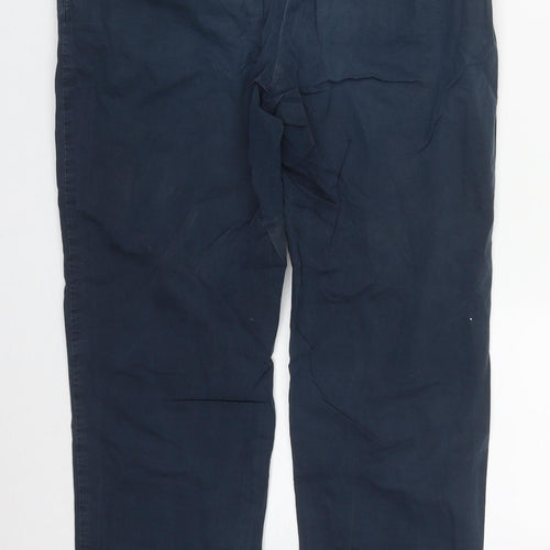 Marks and Spencer Womens Blue  Cotton Trousers  Size 10 L29 in Regular Zip