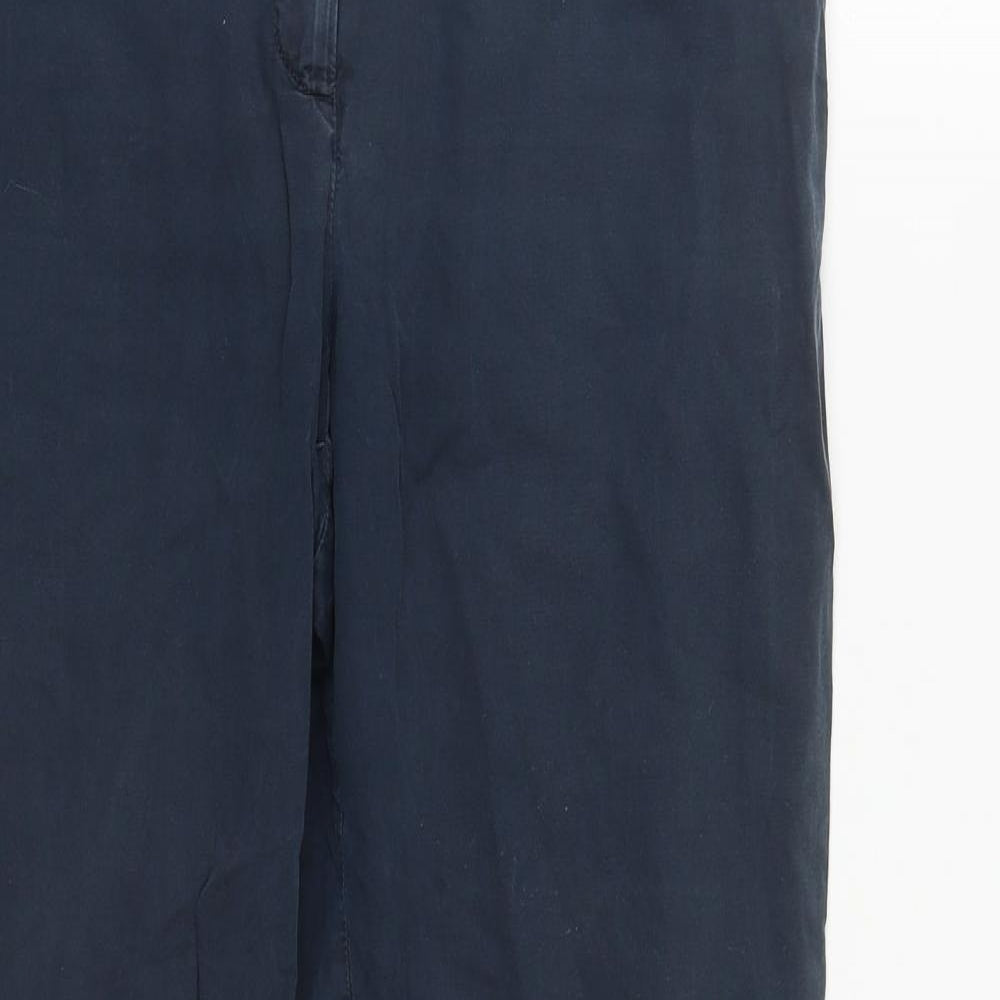 Marks and Spencer Womens Blue  Cotton Trousers  Size 10 L29 in Regular Zip