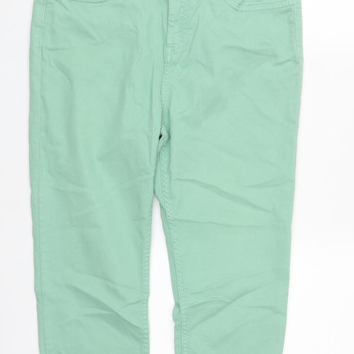 Marks and Spencer Womens Green  Cotton Cropped Jeans Size 14 L23 in Regular Zip