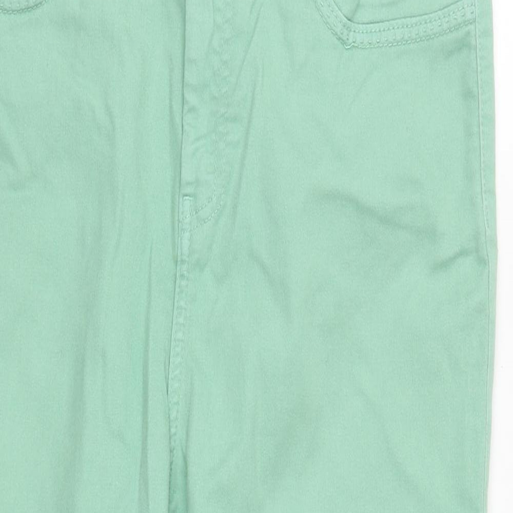 Marks and Spencer Womens Green  Cotton Cropped Jeans Size 14 L23 in Regular Zip