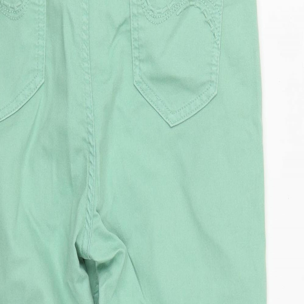 Marks and Spencer Womens Green  Cotton Cropped Jeans Size 14 L23 in Regular Zip