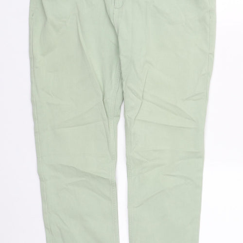 Marks and Spencer Womens Green  Cotton Straight Jeans Size 14 L27 in Slim Zip