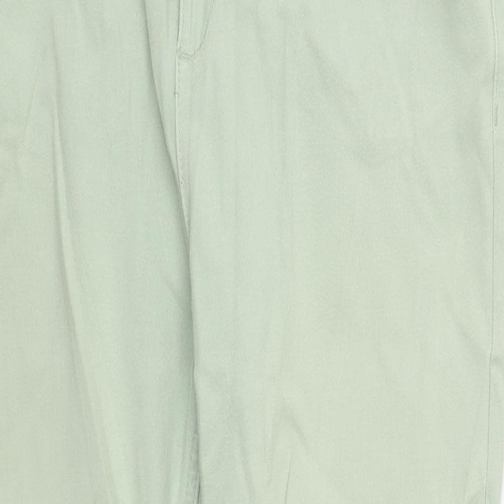 Marks and Spencer Womens Green  Cotton Straight Jeans Size 14 L27 in Slim Zip