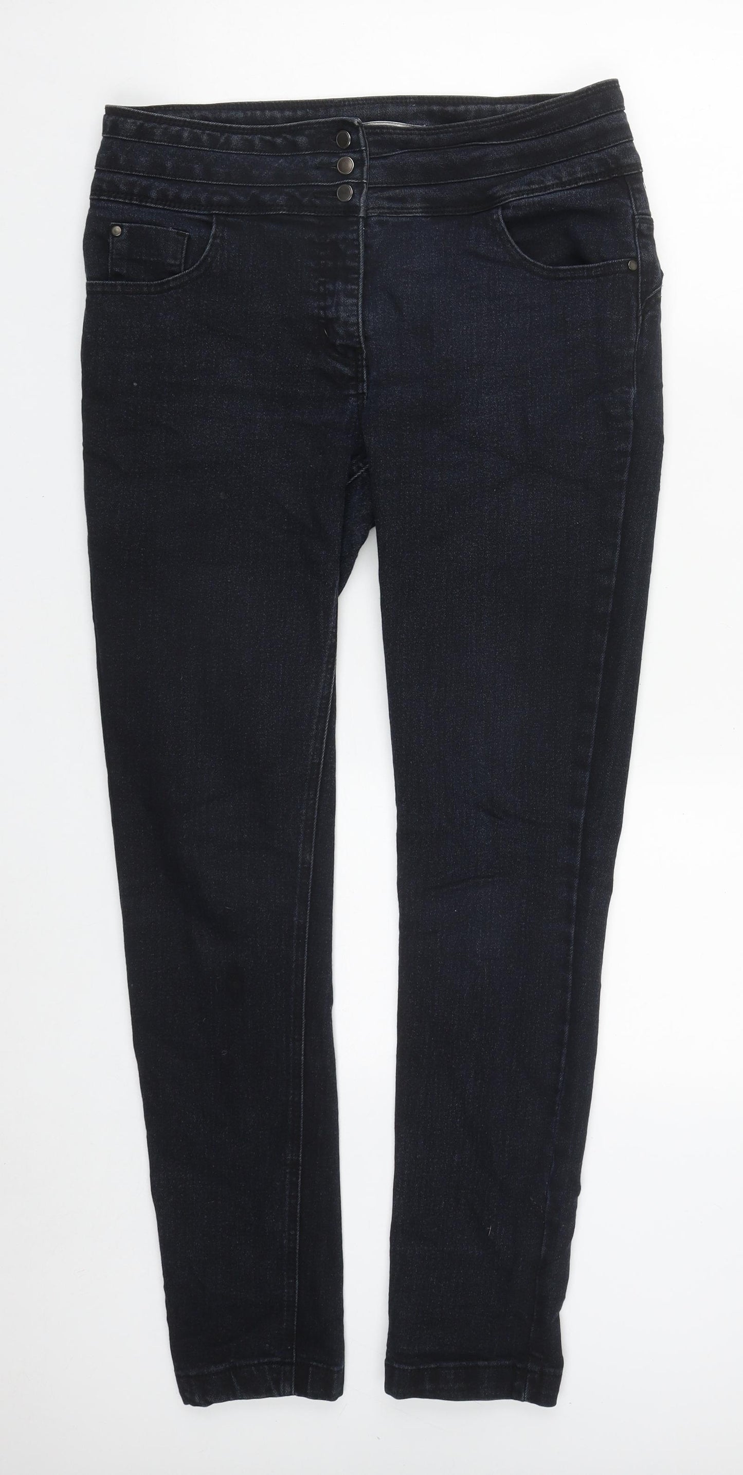 F&F Womens Blue  Cotton Straight Jeans Size 12 L30 in Regular Button