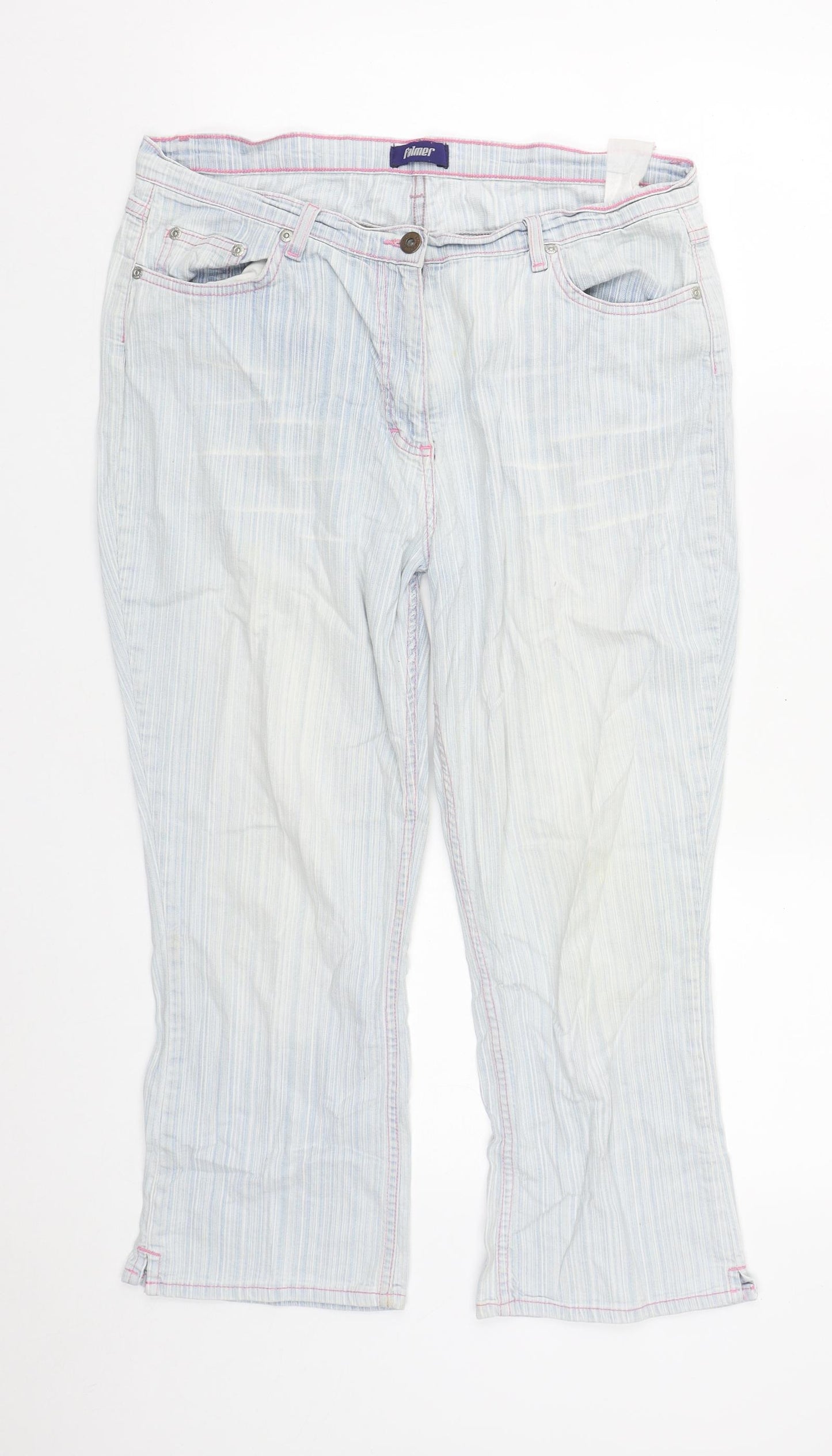 FALMER Womens Blue  Cotton Cropped Jeans Size 32 in L23 in Regular Zip