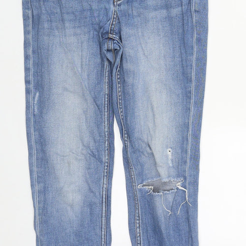 Denim & Co. Womens Blue  Cotton Straight Jeans Size 8 L26 in Regular Zip