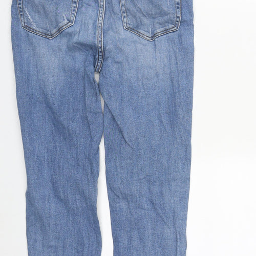 Denim & Co. Womens Blue  Cotton Straight Jeans Size 8 L26 in Regular Zip