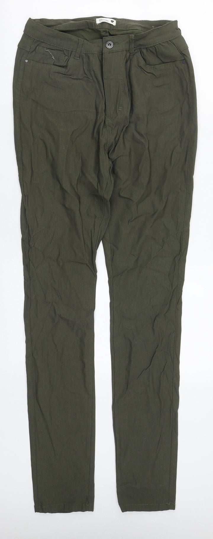 Chicoree Womens Green  Cotton Straight Jeans Size L L33 in Regular Zip