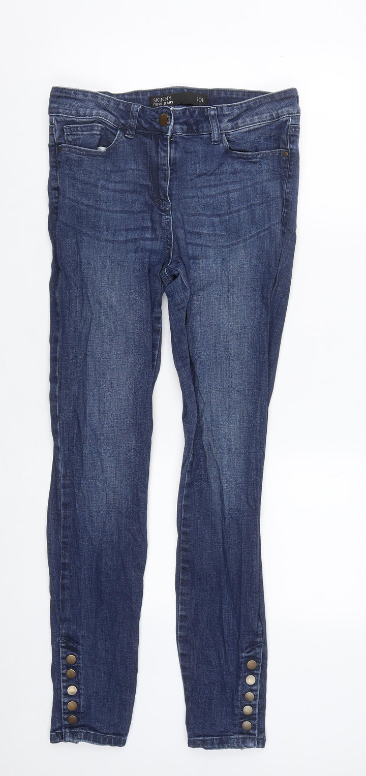 NEXT Womens Blue Cotton Skinny Jeans Size 10 L29 in Regular Zip