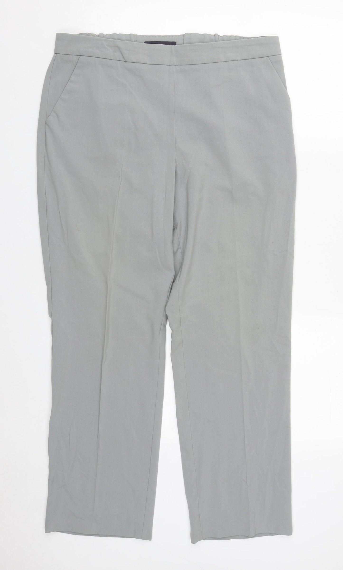 Marks and Spencer Womens Grey  Polyester Trousers  Size 14 L27 in Regular Zip