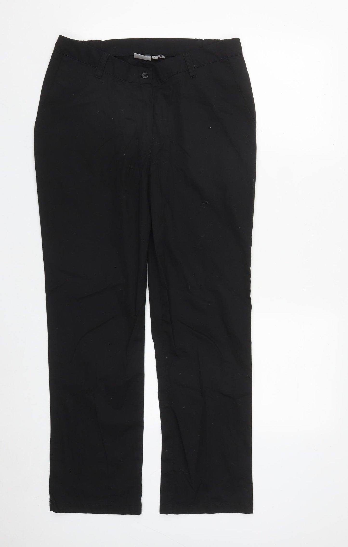 Behrens Womens Black  Polyester Trousers  Size 12 L29 in Regular Zip