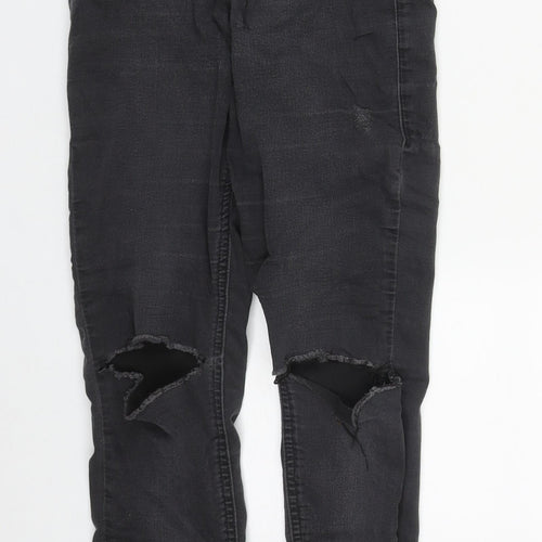 Topshop Womens Black  Cotton Straight Jeans Size 24 in L24 in Regular Zip
