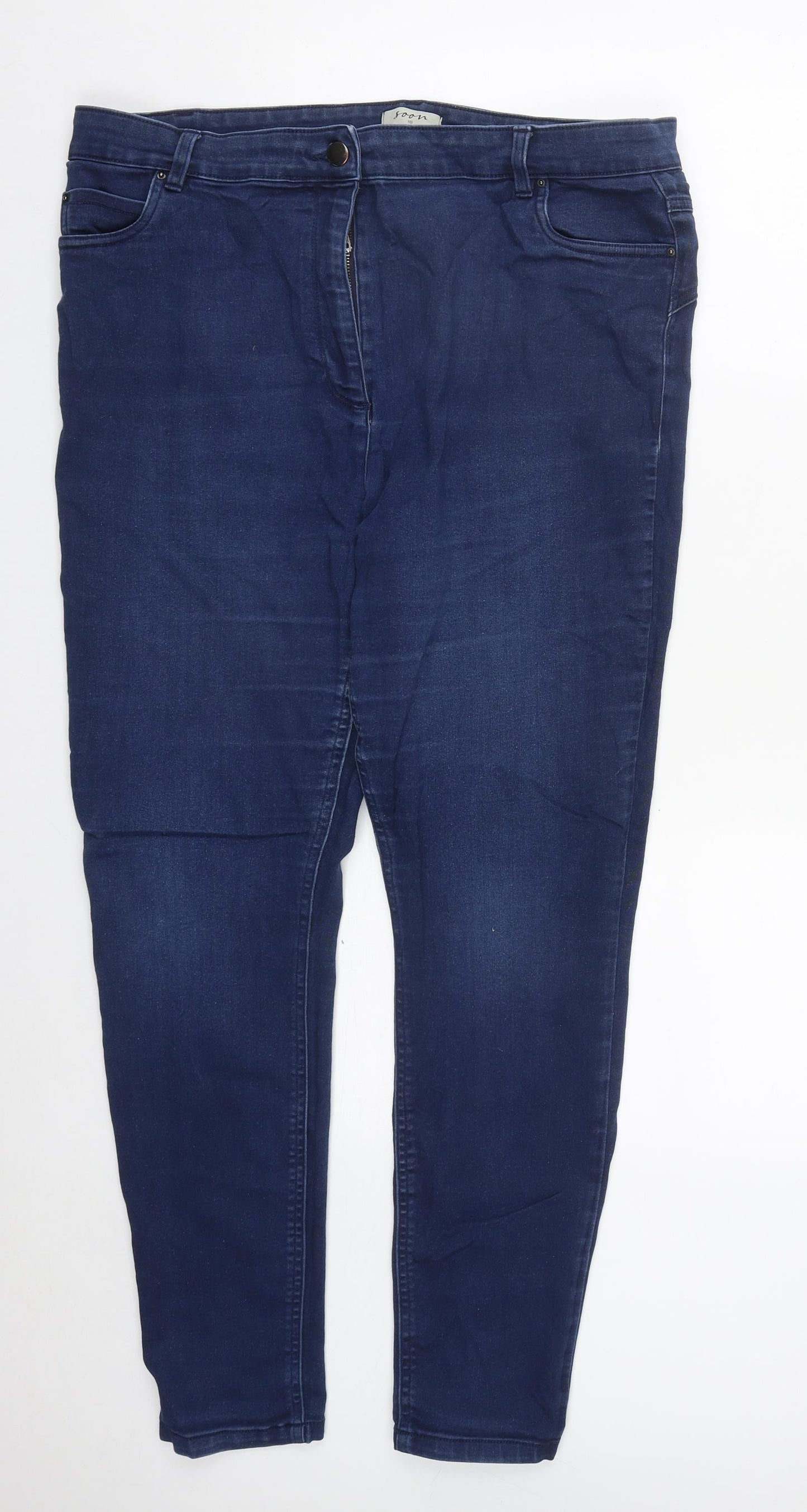 Matalan Womens Blue  Cotton Straight Jeans Size 18 L29 in Regular Zip